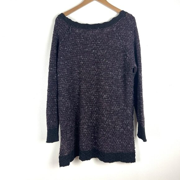 Free People Purple Sweater sz L Textured Oversized Heather Knit Loose Knit Boho - Picture 5 of 7